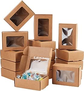 cajas de cartón marrón con visor