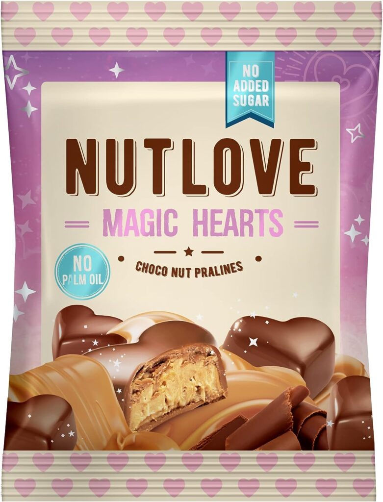 ALLNUTRITION Nutlove Magic Hearts Bombones de Chocolate sin Azúcar Almendra y Coco 